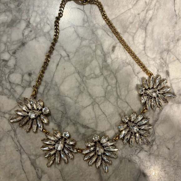 J. Crew Gold Toned Rhinestone Statement Necklace - Picture 1 of 1